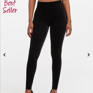 Spanx Black Velvet Leggings Size Small